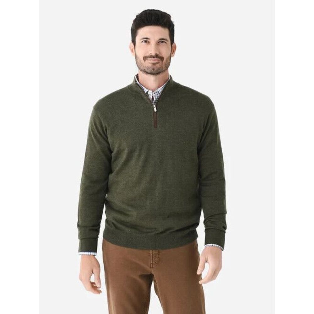 Peter Millar‎ Crown Autumn Crest Suede Trim Quarter-Zip Men 2XL Green NWT $250